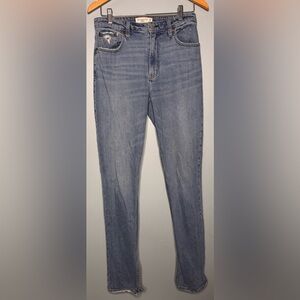 Abercrombie Curve Love High Rise Skinny Jeans Light Wash Ankle Slit Size 28
